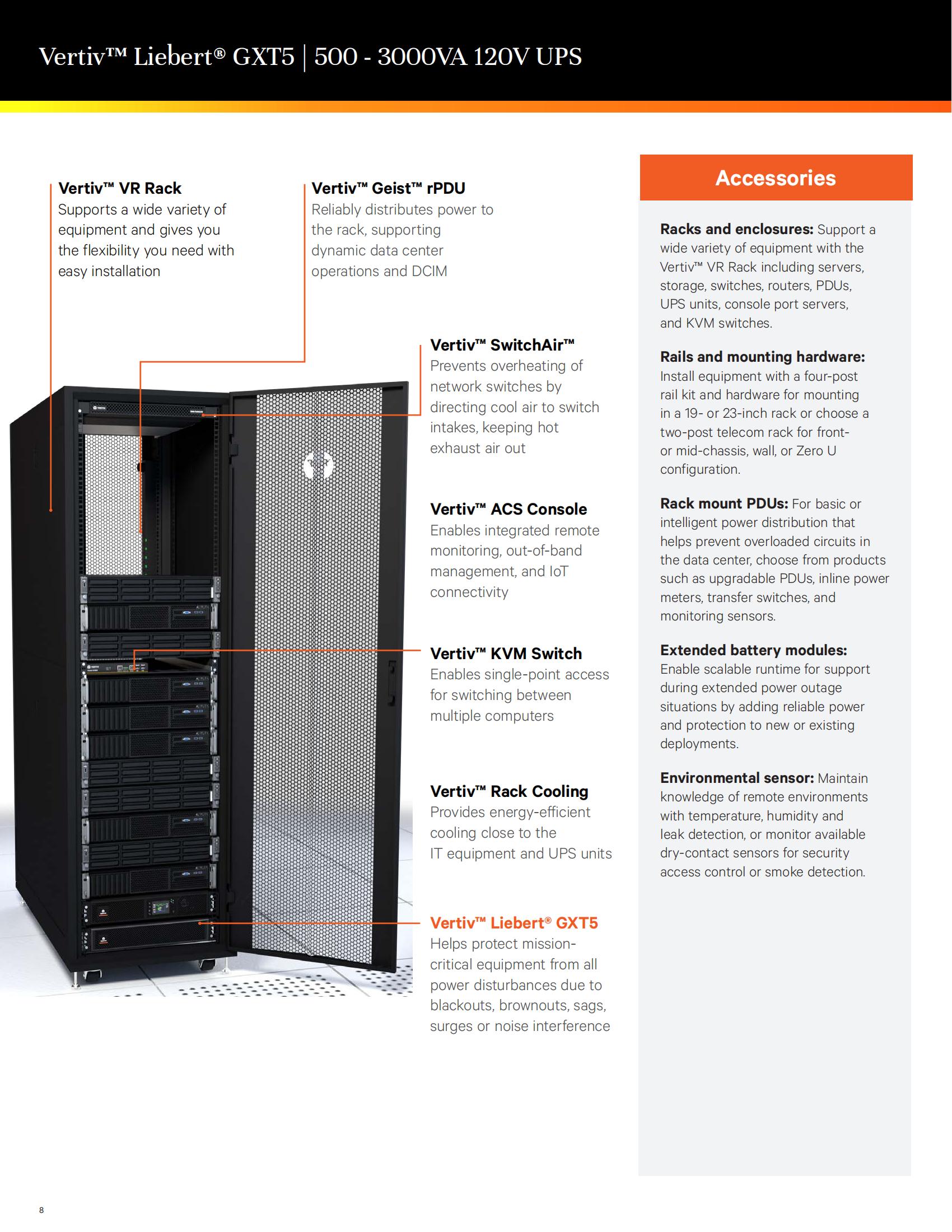 Compact Vertiv Liebert GXT5-1500LVRT2UXL 500W 750W 1KW 1500W 2KW 3KW Three Phase UPS for Telecommunications