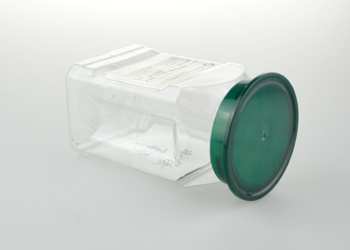 Green Lid Transparent Base Food Grade Material Mini Clear Pet Jars 410 Ml For Liquid