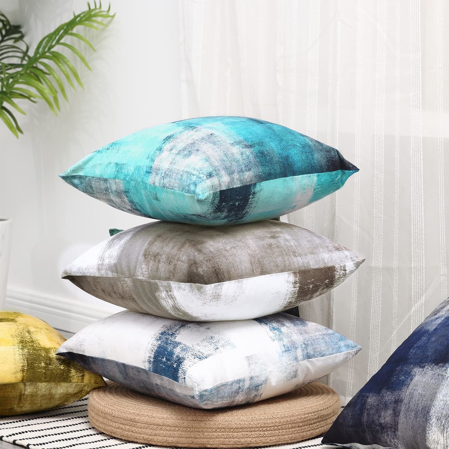 Set of 2 brown art pieces Contemporary decor Gray Home decor Hug pillowcase Pillow case 18X18 inches