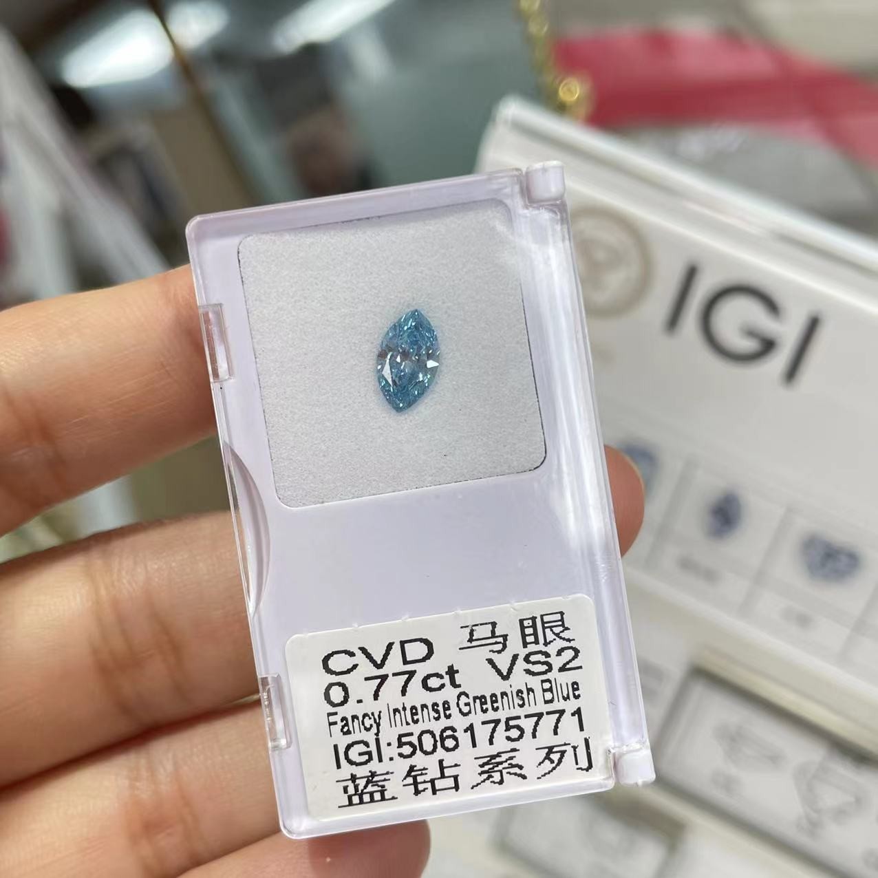Small Lab Grown Blue Diamonds 0.6ct 0.7ct 0.8ct 0.9ct IGI Certificate
