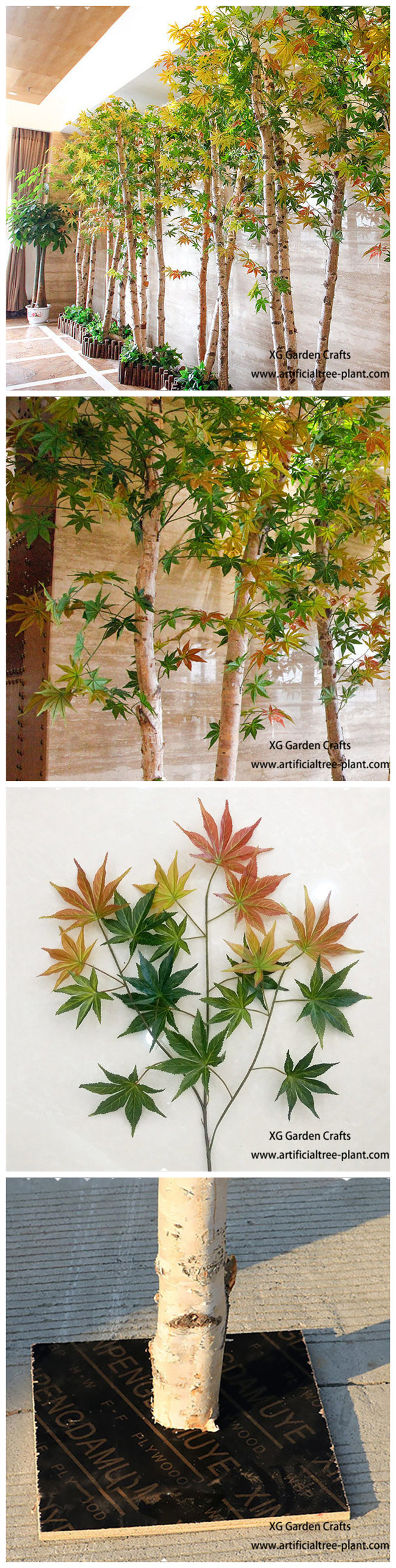 Indoor Simulation Birch Tree Autumn Maple Leaves Show Window Screen Decoration