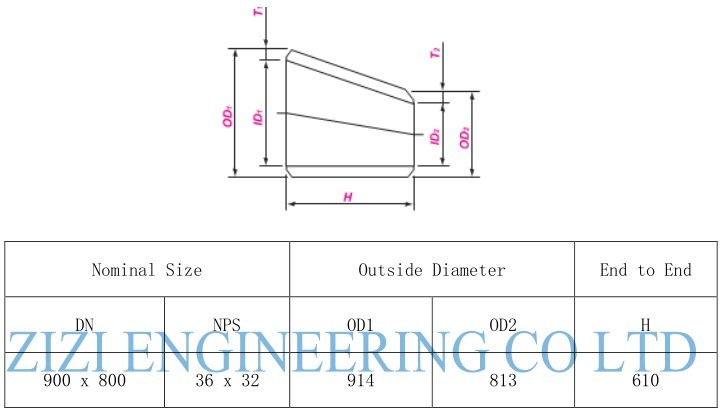 Welded Eccentric Reducer , 36 X 32 Sch10 A420 WPL3 Eccentric Pipe Fittings