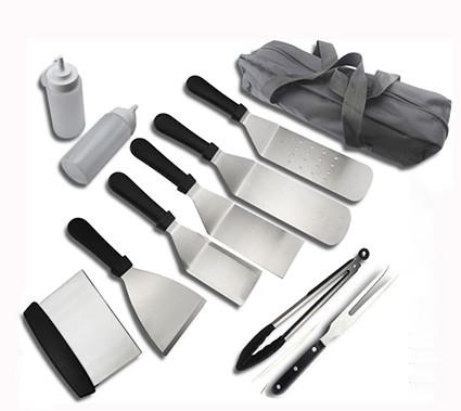 Professional Griddle Accessories Cooking Kit 11PCS In Rollbag set for BBQ