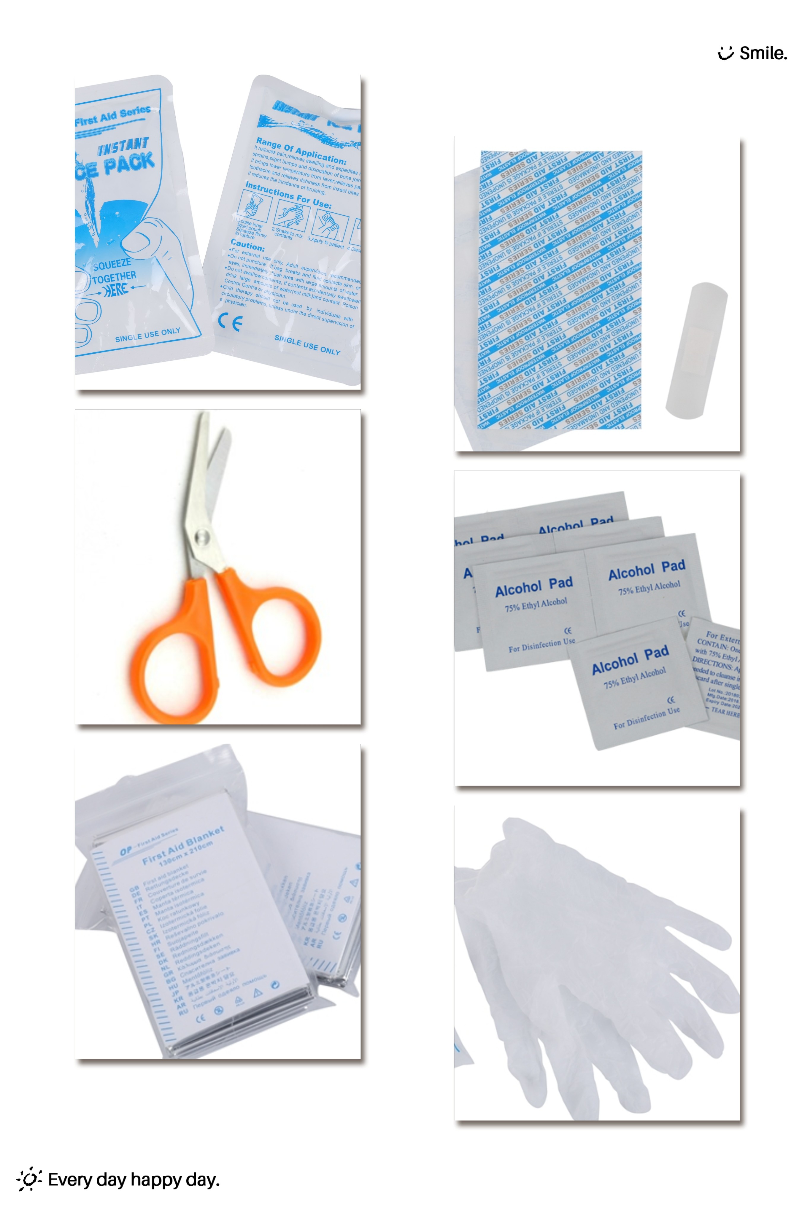 4'' Portable / Foldable / Hanging First Aid Bag With Scissors 600D Material