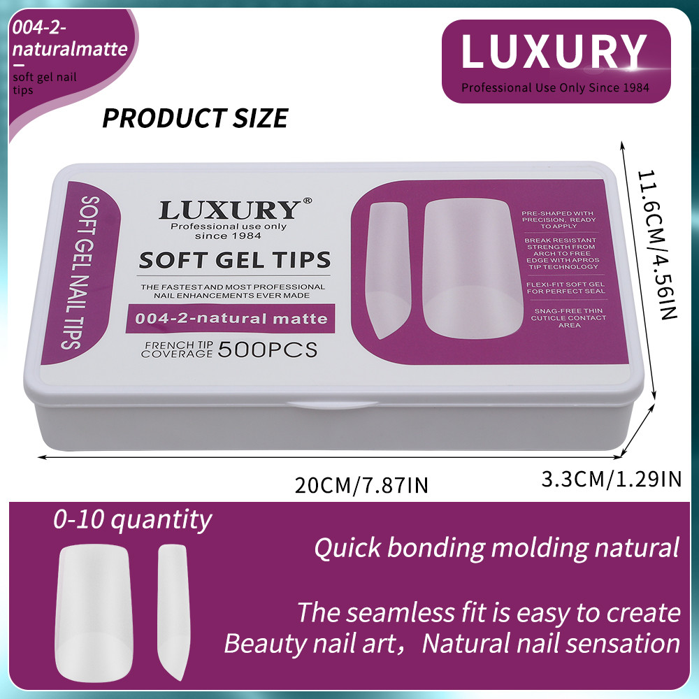 500PCS Stiletto Nail Tips Set Clear Matte Full Cover Acrylic Artificial Nails