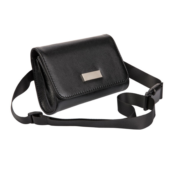 Black Fashion Waterproof Waist Bag Portable For Jewelry Leather Material