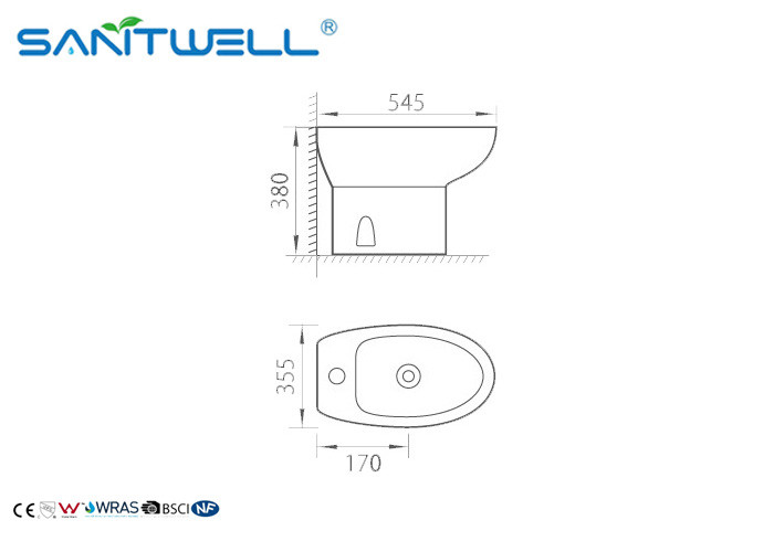 Hotel Bathroom Equipment Floor Mounted Bidet , Women Toilet Self Cleaning Ceramic Bidet
