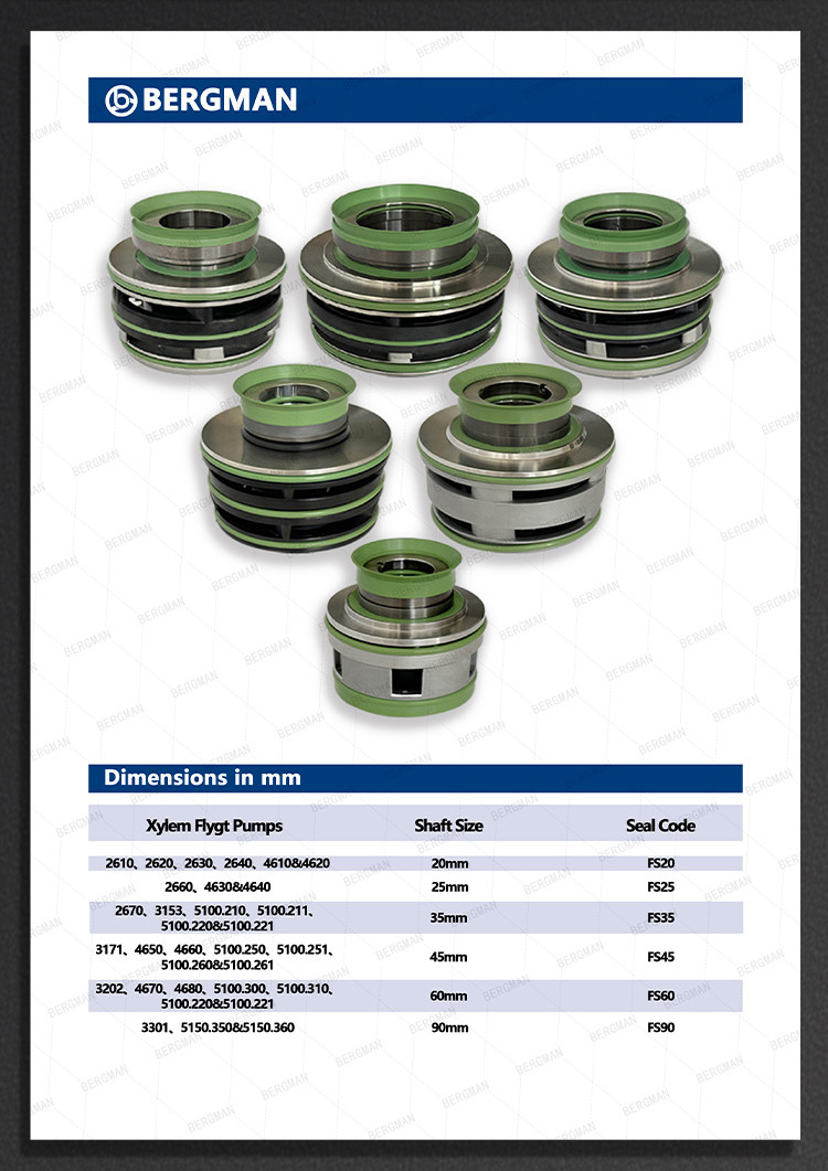 BERGMAN Replace Flygt Pump Seal FRL-60mm 2400 3200 PUMP Lower Sealing Mechanical Seal