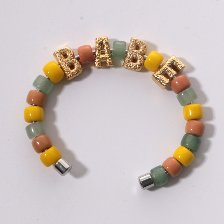 DIY Removable Bangles With Beads Red Imperial Stone 18k Real Gold Plated