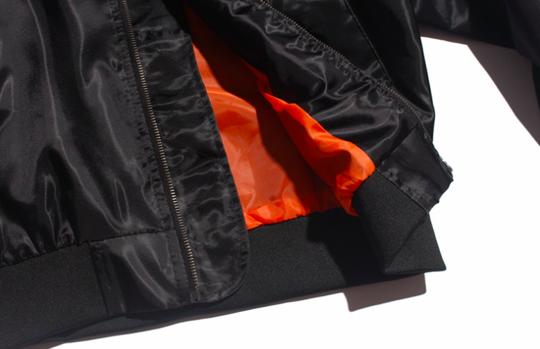 Windproof Mens Winter Bomber Coats , Plus Size Black Nylon Bomber Jacket