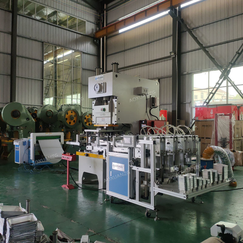 63T Semi Auto Aluminium Foil Container Production Line Pneumatic Punching Machine With Feeder