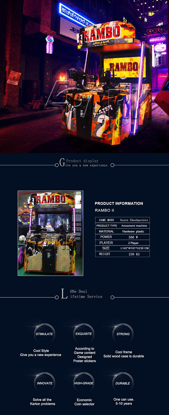 Arcade Gatling Gun Simulator Video Game Machine For 1-2 Players