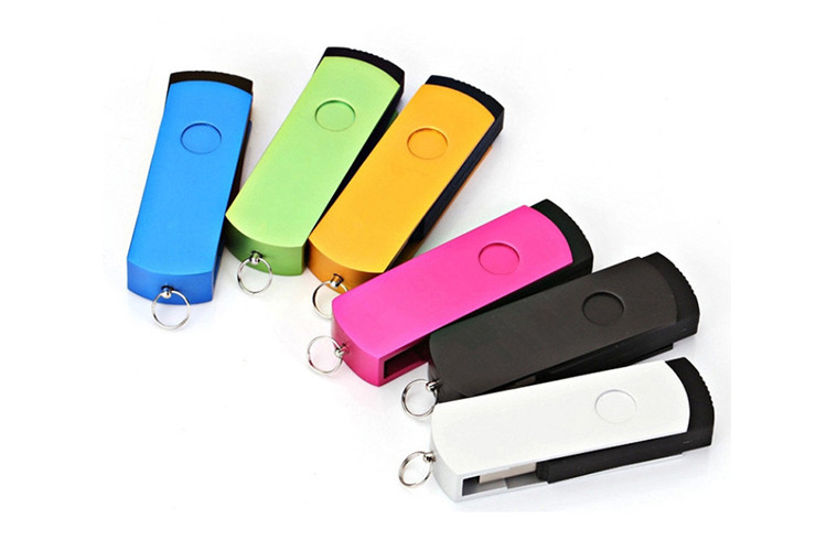 Factory supply 64G 2.0 red color swivel twist metal USB with customized logo and package show life brand