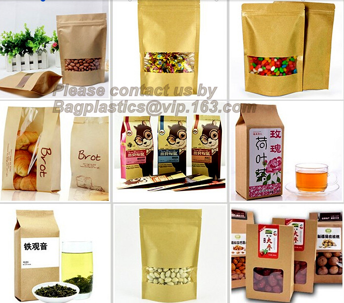 Foil Kraft Paper Bag Coconut Packaging Bags Doypack with Clear Window,500g 1kg 16oz Zip lockkk Food Packaging Bag Customize