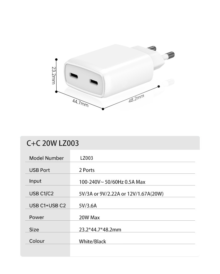 GaN Fast Charging Type C QC Wall Charger Adapter Charger 20W / 30W / 35W