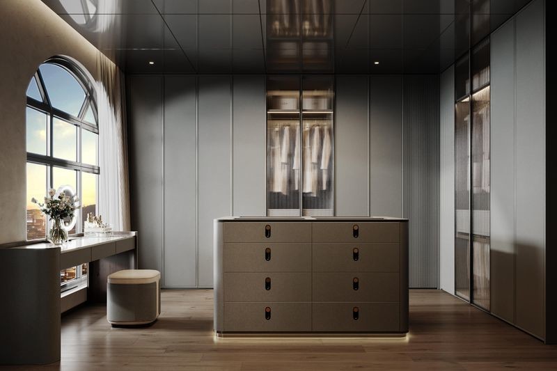 Fadior Blue Grey Luxury Stainless Steel Walk-In Closet With Modern Design And Superior Durability