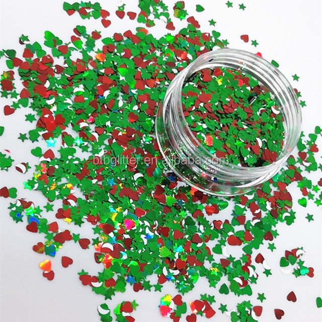 Decoration Christmas Shaped Glitter Mixes Poleyster Shape Mixes for Decoration Needs