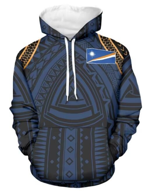 Marshall Island Flag Custom Sublimation Hoodie Sweater Polynesian Oversized