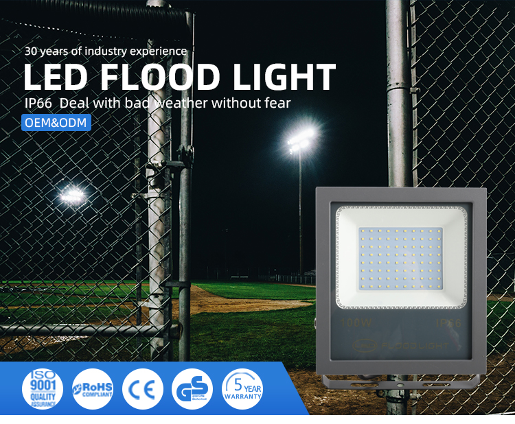 IP66/67 Waterproof 30W 50W 100W 150W 200W Slim LED Flood Light for Outdoor Stadium