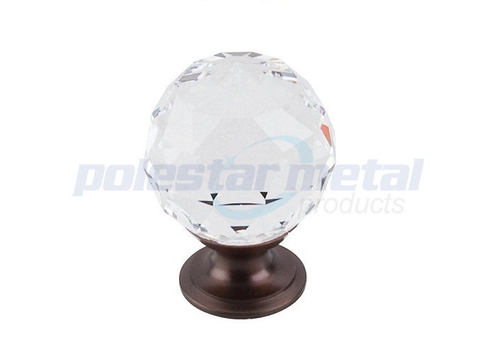 Crystal Brushed Satin Nickel Zinc Alloy Ring Pull Cabinet Hardware With 1 3/8 Diameter