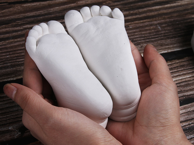 Brown Baby Family Hand And Feet Casting Kit Photo Frame For Infant Keepsake
