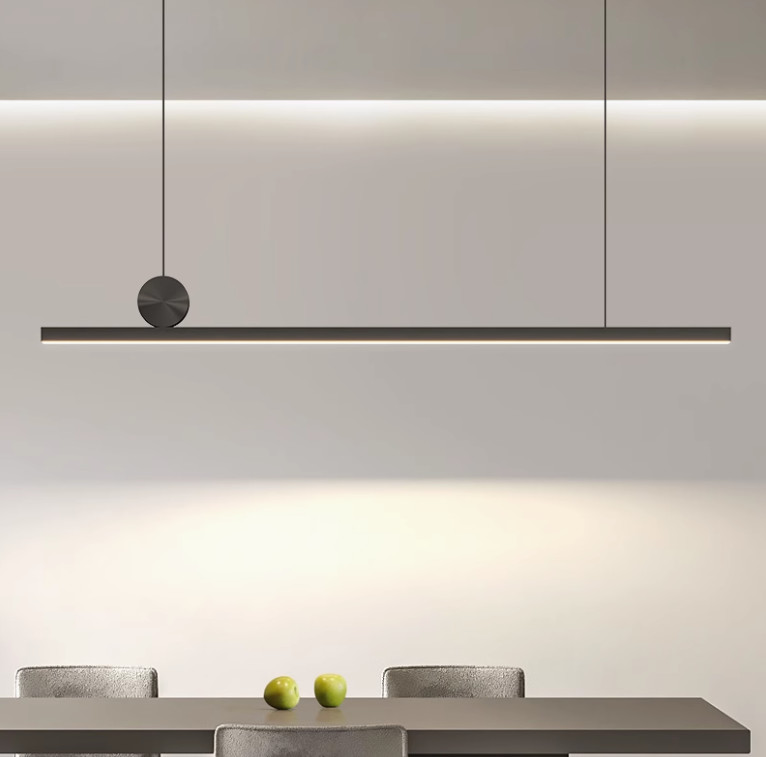 Restaurant chandelier minimalist lamp Nordic style simple modern one-line aluminum tea room bar dining room dining table long strip lamp