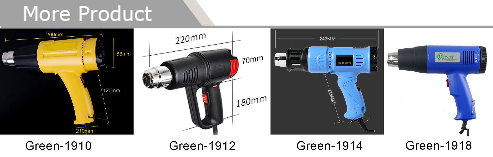 220V Hot Air Heat Gun AC Green 1916 2000W With Temperature Digital Display
