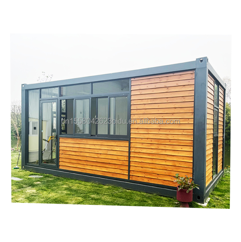20ft Container Office with Toilet Prefab House Wooden Container Houses Galvanized Steel Bending 180g