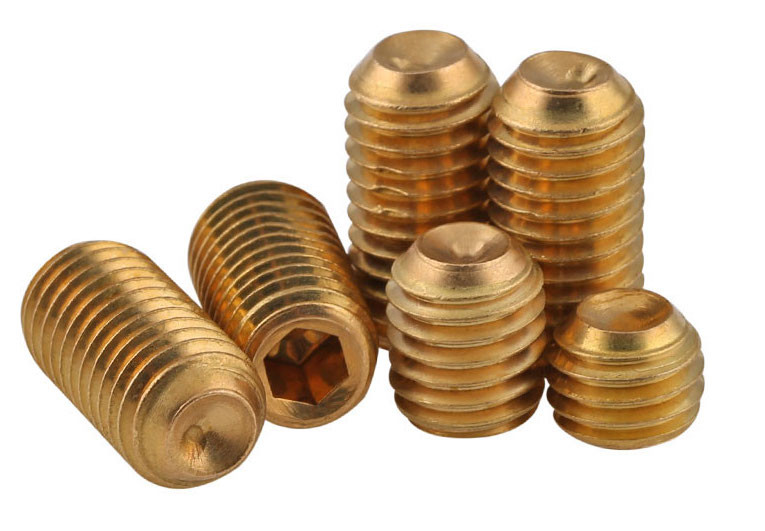 Yellow Brass Hex Socket Metal Set Screws GB80 Drive Cup Point Headless Screw