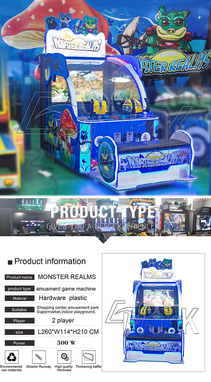 Monster Realms Ball Gun Game Shooting Arcade Machines For Amusement Park 230W 220V