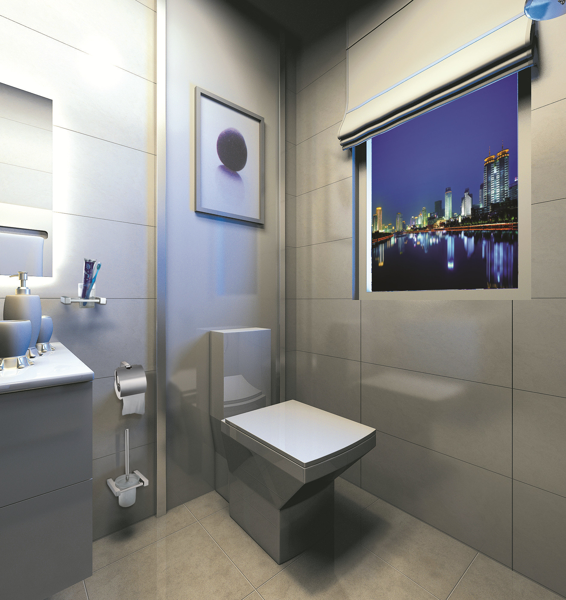SS Bath Modern Toilet Fittings 11 Piece Sus304 Polished Wall Mounted