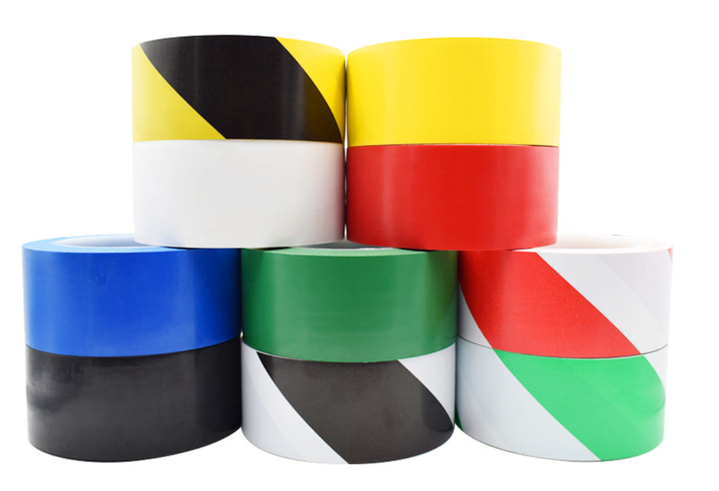 50mm Stripe Floor PVC Warning Tape Black Yellow Insulation Tape For Pipe Plastic