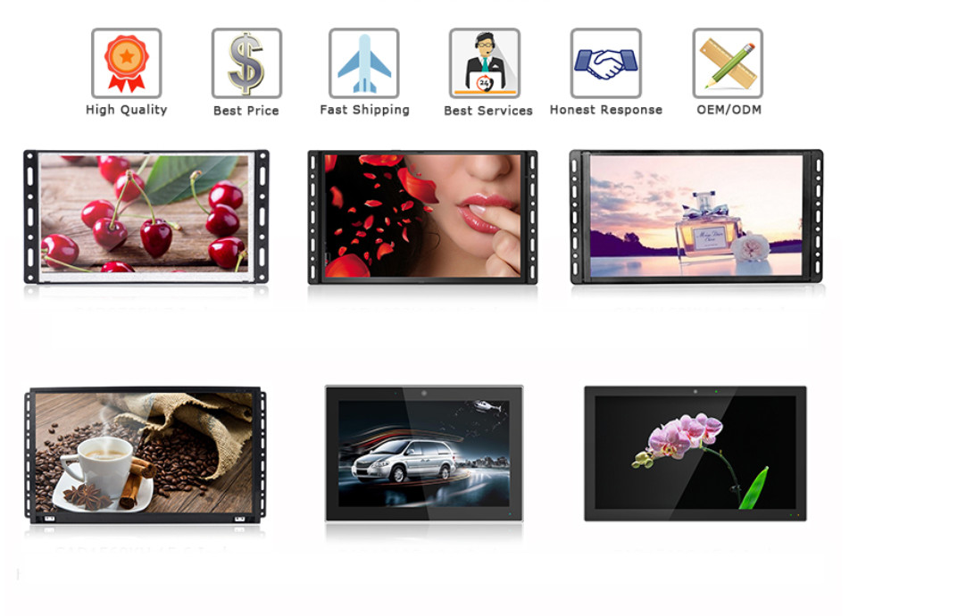 Wall Mounted Open Frame LCD Display , 4G Optional Open Frame Touch Screen Monitor
