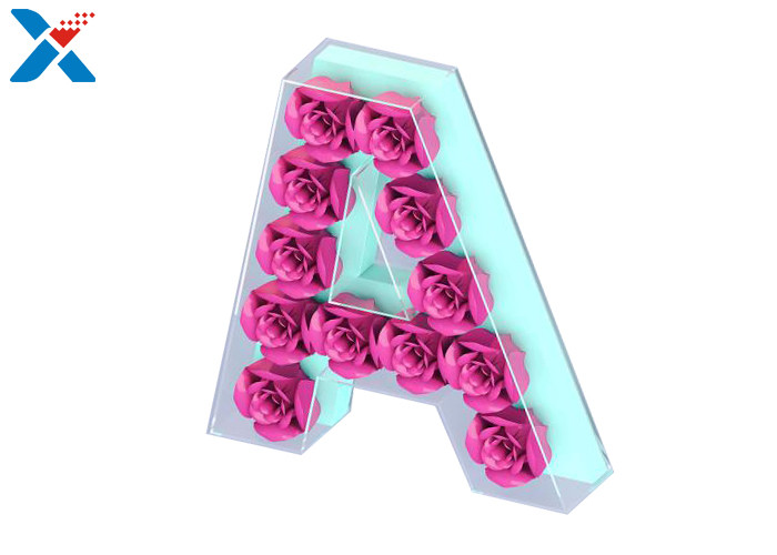 Luxury Rose Gift Acrylic Flower Box A Letter Flower Box With Lid Non - Toxic