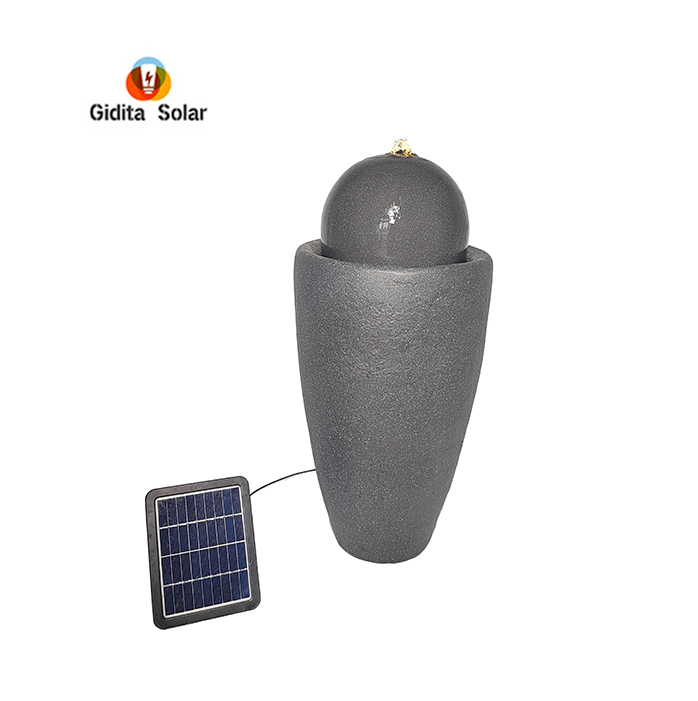 Garden Solar Water Pump Fountain in Marble Black with Max Flow 250L/H Efficiency