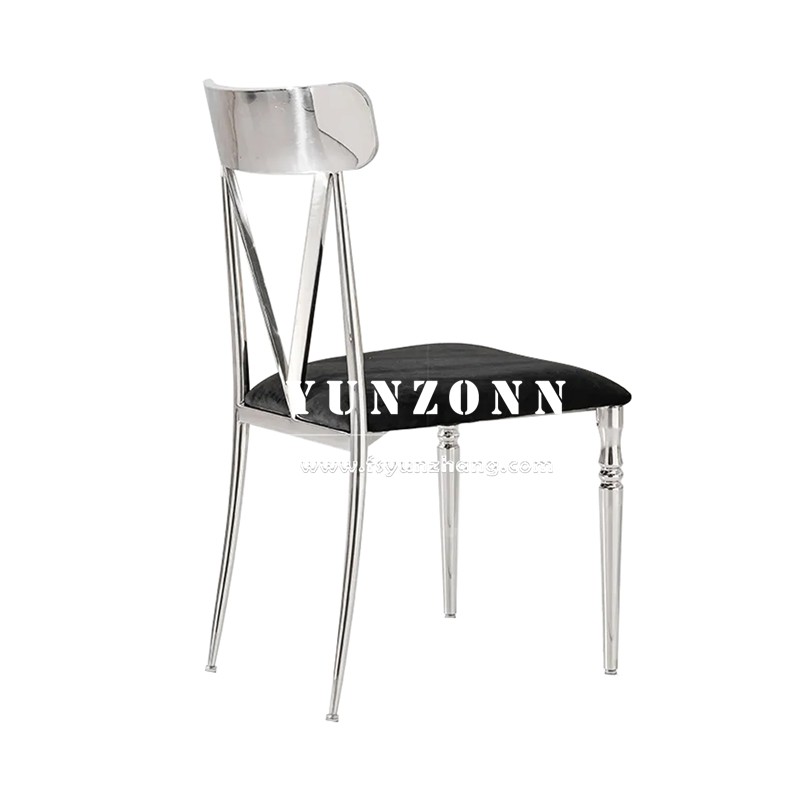 High Back Black Tufted Velvet Dining Chair Stainless Steel Legs Hotel Event Dinning Room SS Furniture Chairs