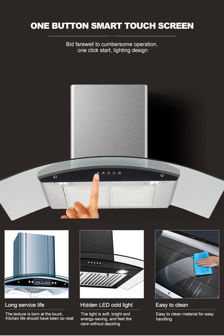 Kitchen SS Wall Chimney Range Hoods 48 Inch Arc Shaped
