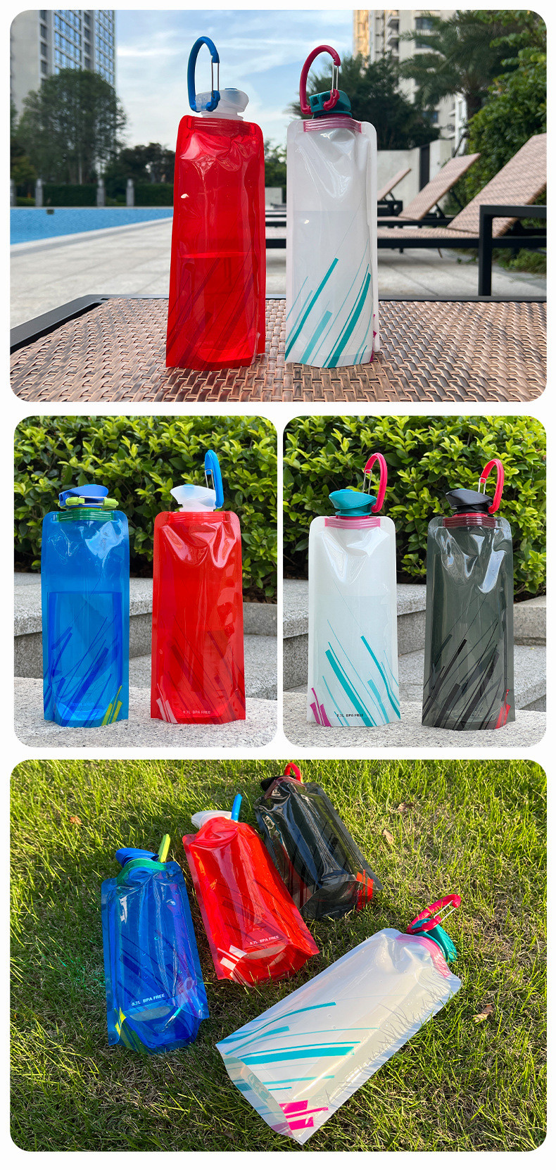 700ml PET PA PE Foldable Collapsible Water Bottle For Travel