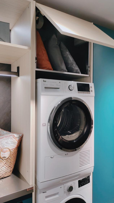 Sea Blue Laundry Room Vanity Cabinet With Multiple Storage Solution