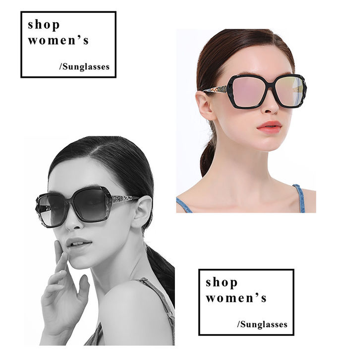 Women Big Square Oversized Sunglasses BSCI Custom Polarized Sunglasses Sparkling Composite Shiny Frame