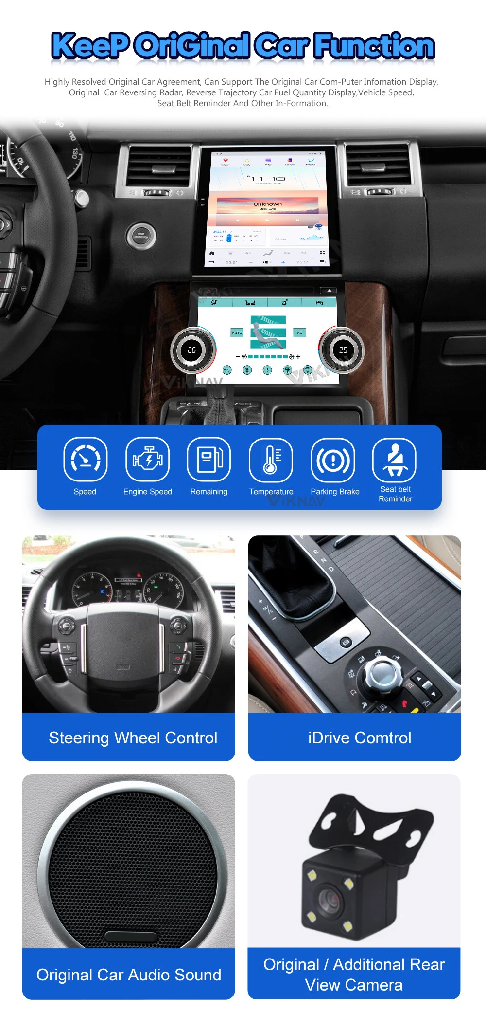 Viknav Car Radio For Range Rover Sport L320 ( 2011 2012 2013) 10.4'' Android Carplay GPS Navigation Multimedia Stereo