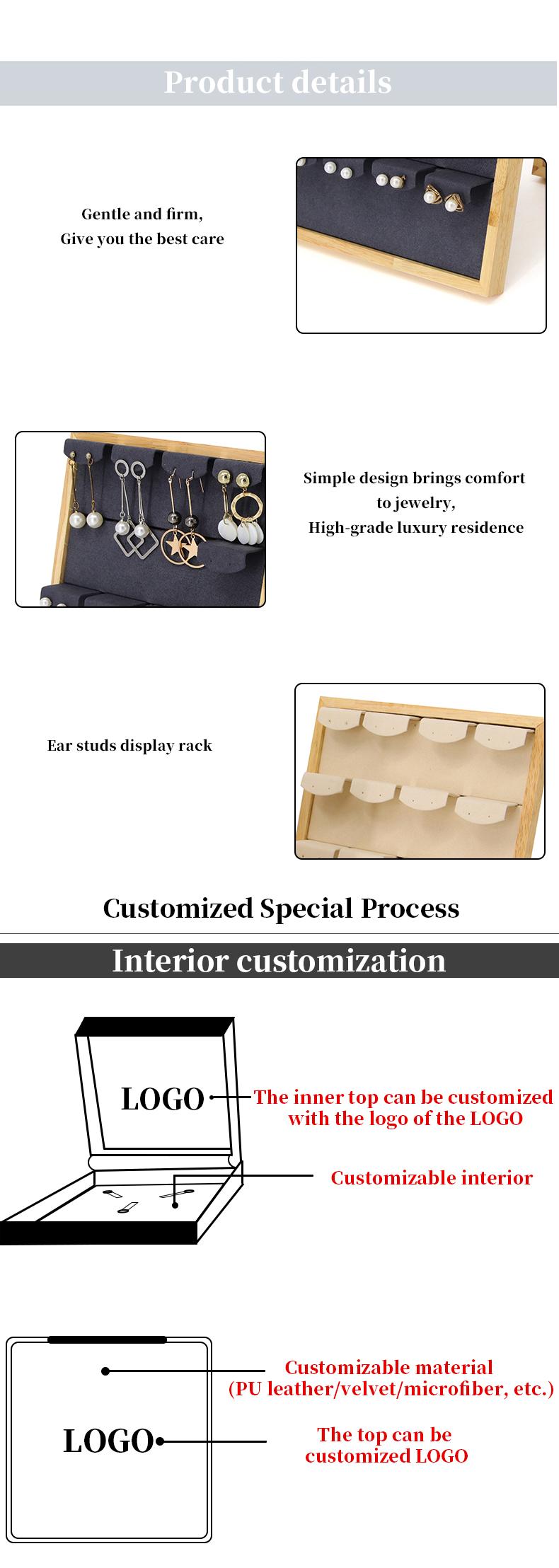 4x3 Practical Multi Cell Wooden Jewelry Display Rack Stand For Earrings Pendant