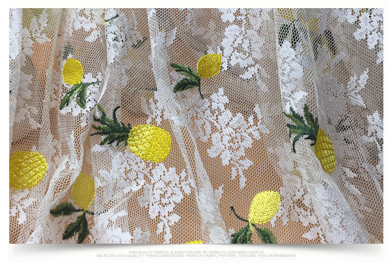 2018 Summer Newest Style Pineapple Embroidery Fabric 140cm wide for wedding dress