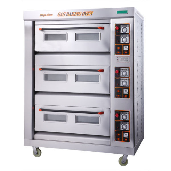 Gas Industrial Baking Oven Three Deck Six Tray Layer Controlled Separately 20°C~400°C