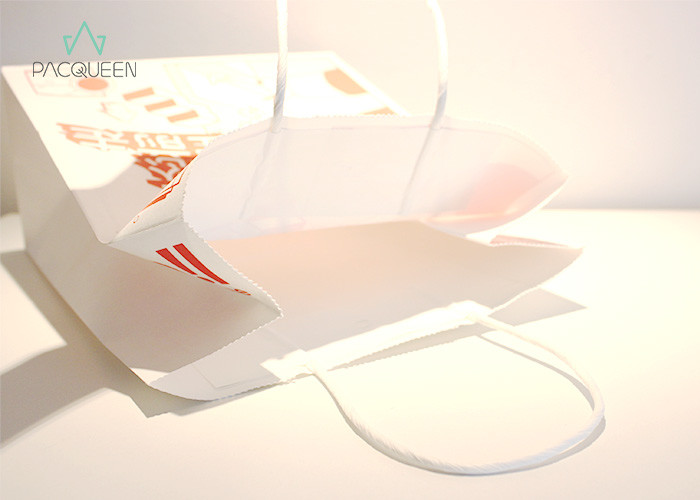 Recyclable Kraft Greaseproof Paper Bags Square Bottom Punched Handle
