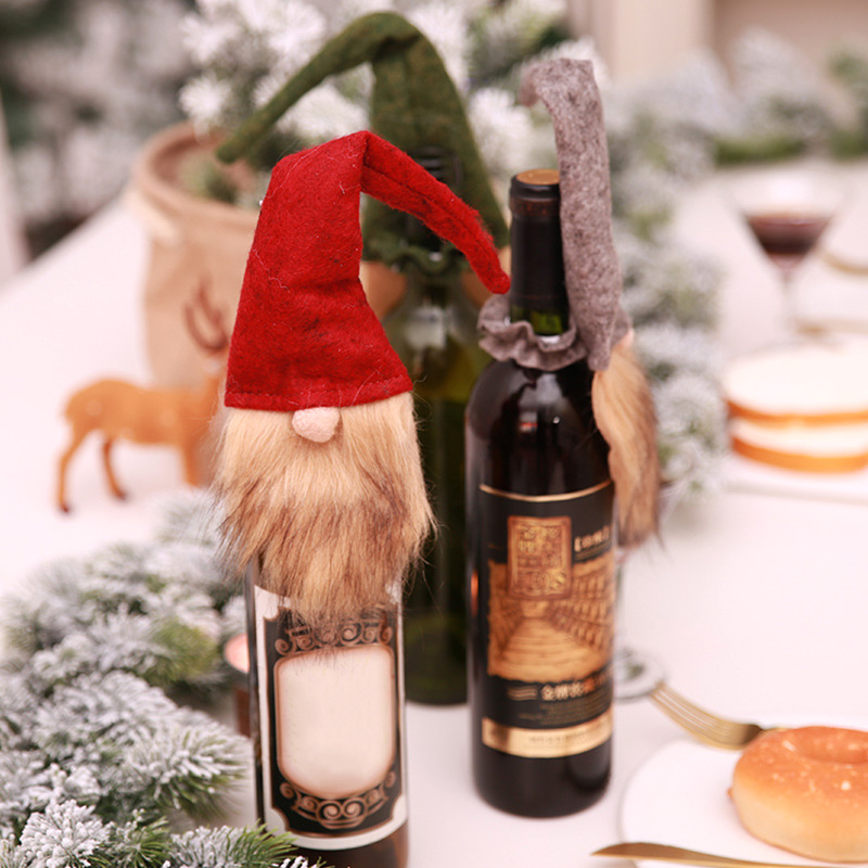 Factory OEM Christmas Wine Bottle Covers Bag for Home Santa Claus Wine Bottle Cover Snowman Stocking Gift Holders