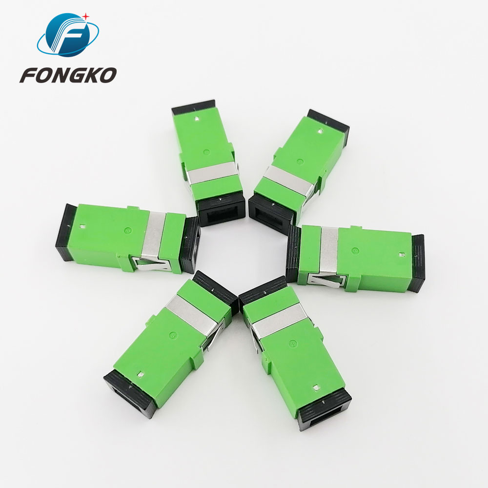 Custom Green Simplex Fiber Optic Adapter Singlemode Sc Apc To Sc Apc