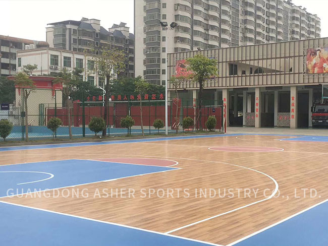 Wearproof PVC Basketball Flooring , PVC Wooden Flooring With Asphalt Layer