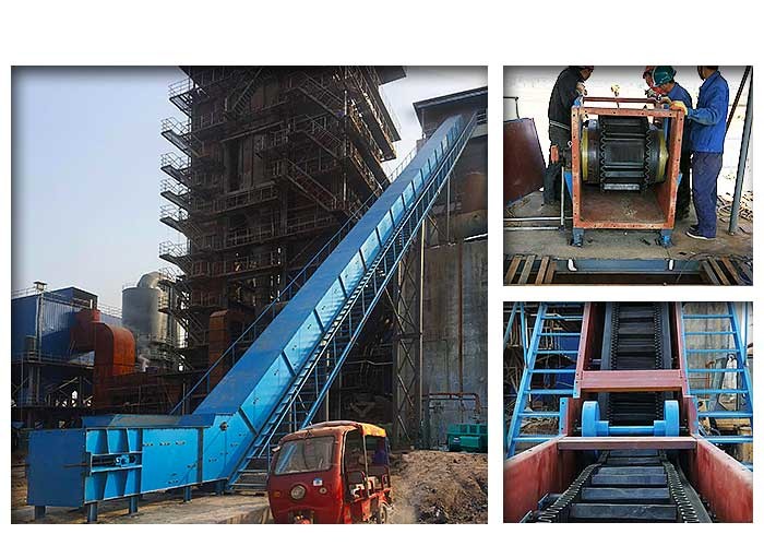 Anti Static Inclined Cleated Belt Conveyor Gear Motor Driven Steel Materal Frame
