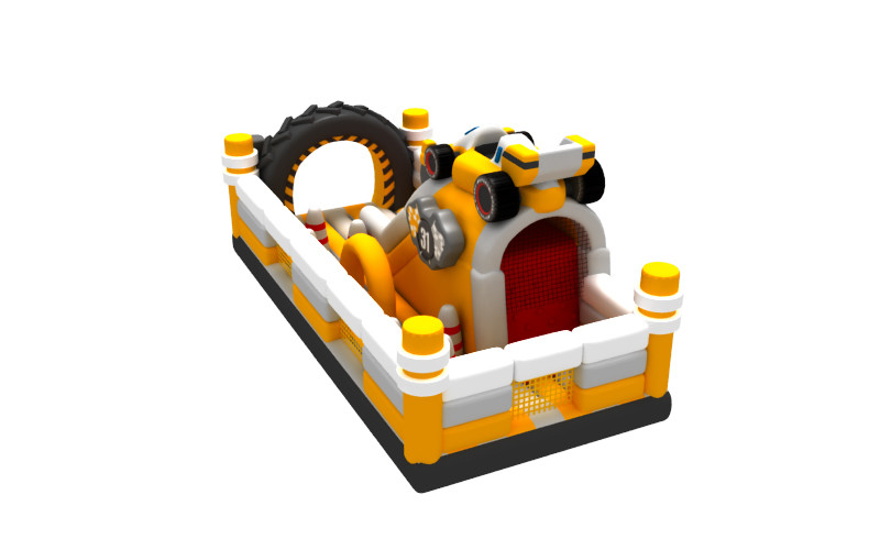 Car Themed Inflatable Obstacle Game Digital Printing Big Bouncy Castle